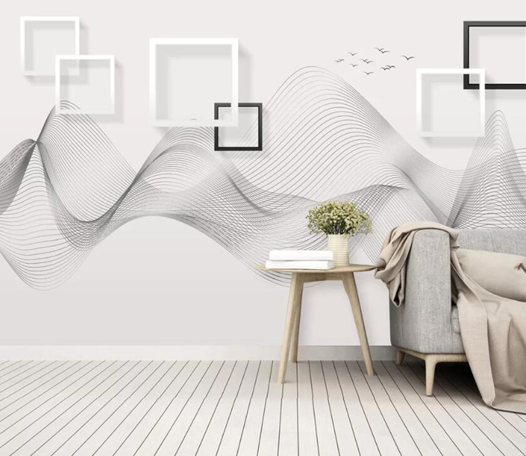 3D Geometric Wave WC98 Wall Murals Wallpaper AJ Wallpaper 2 