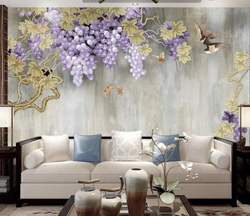 3D Grape Bird WC1675 Wall Murals