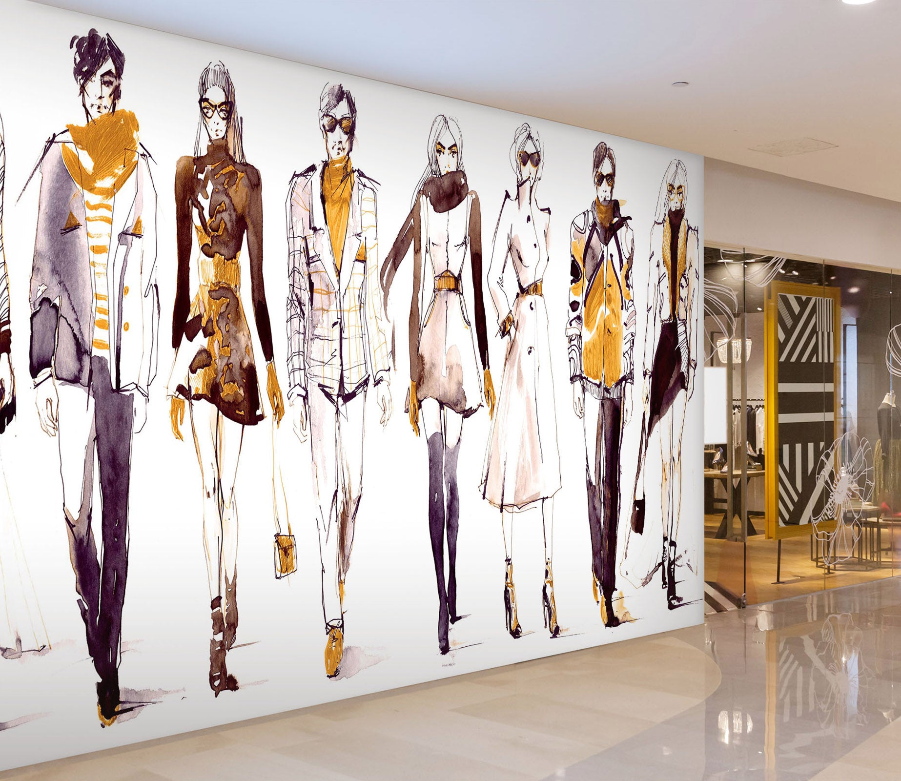 3D Sketch Clothing 107 Wall Murals