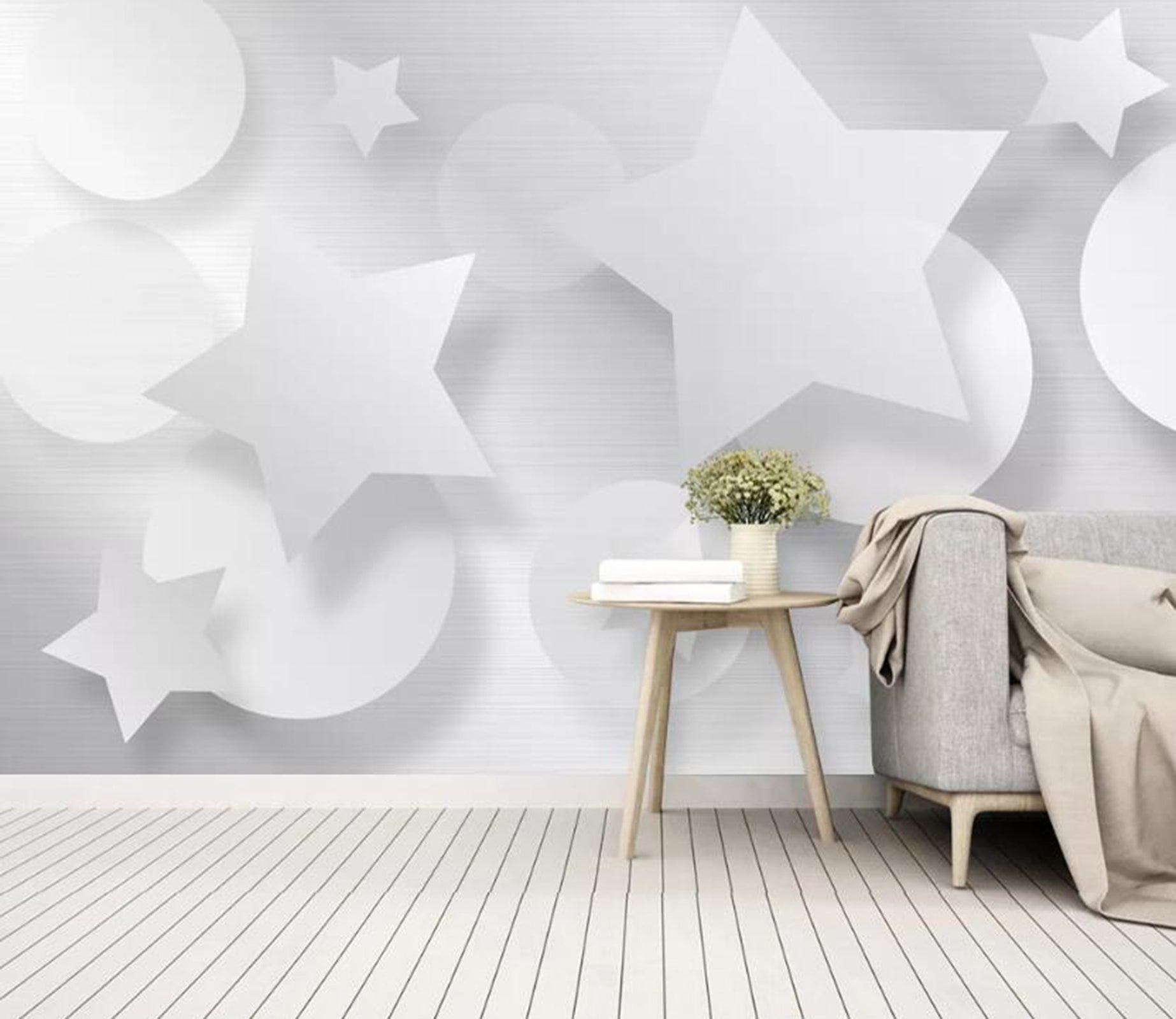 3D White Stars WC07 Wall Murals Wallpaper AJ Wallpaper 2 