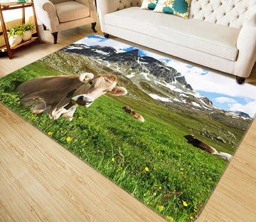 3D Mountain Cow 130 Animal Non Slip Rug Mat