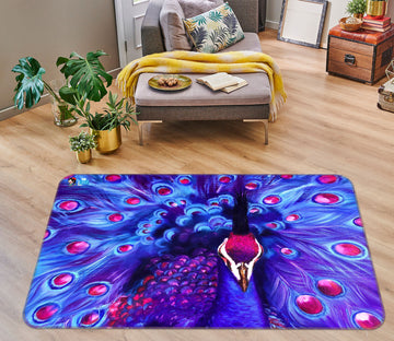 3D Purple Peacock 1141 Skromova Marina Rug Non Slip Rug Mat