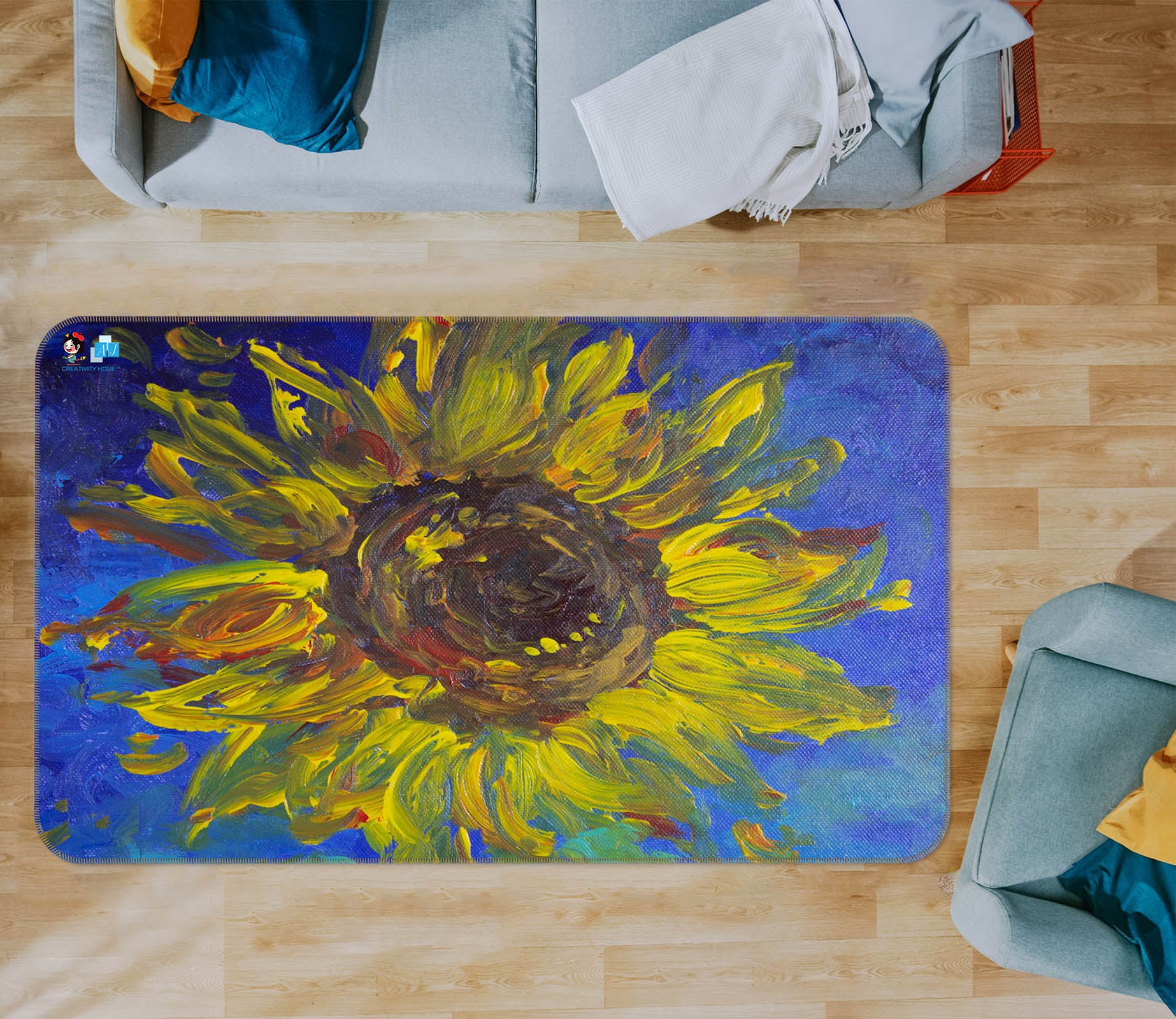 3D Sunflower 0161 Debi Coules Rug Non Slip Rug Mat