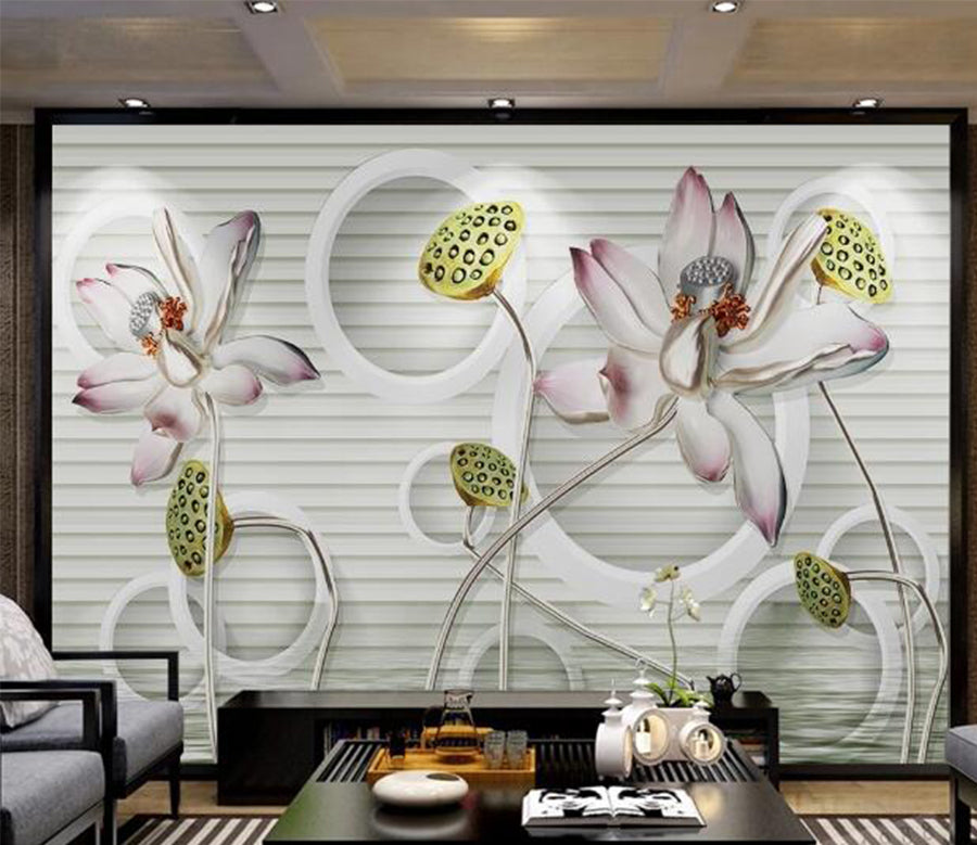 3D Lotus Seed Flower WC498 Wall Murals