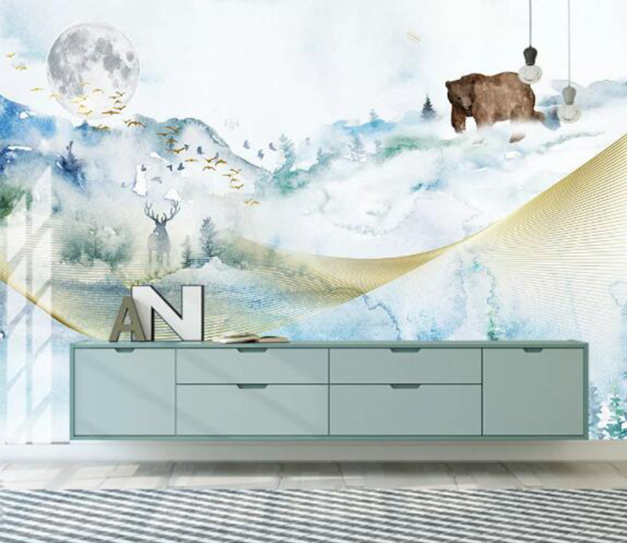 3D Moon Bear WC1180 Wall Murals