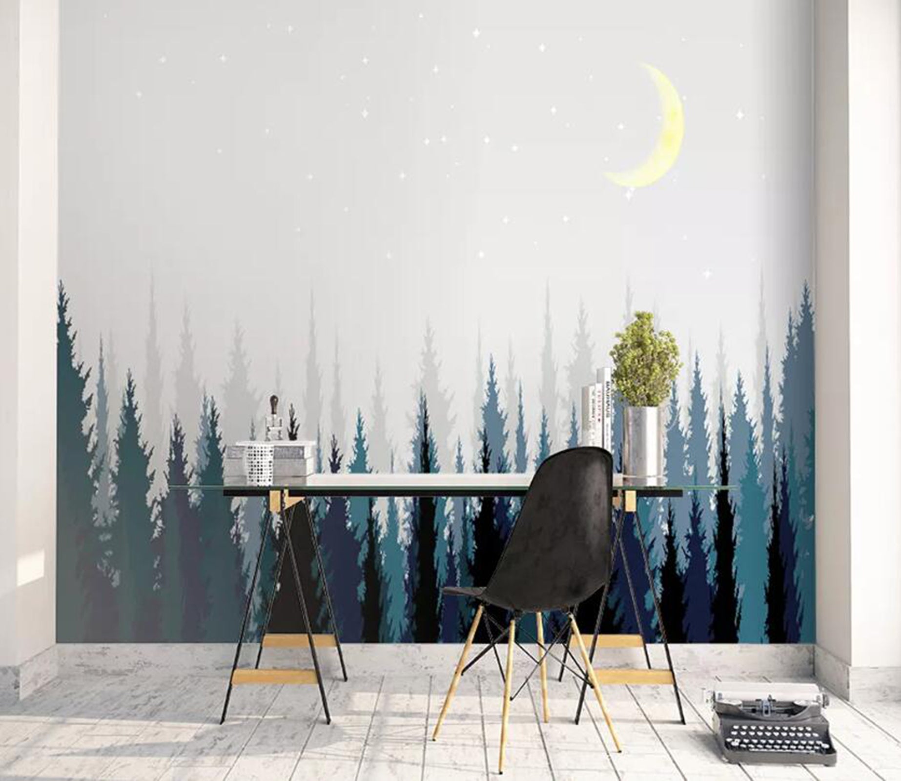 3D Moon Forest WC41 Wall Murals Wallpaper AJ Wallpaper 2 