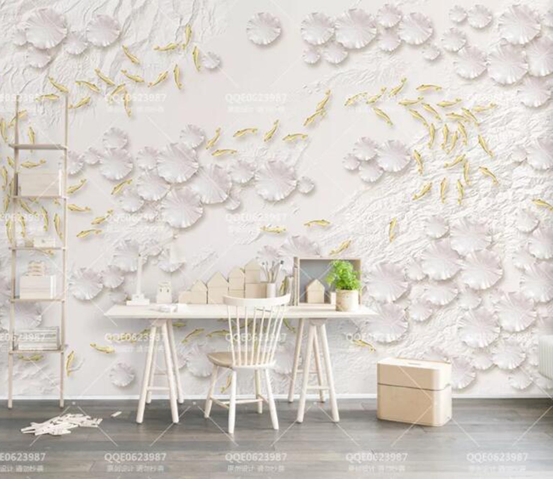 3D Goldfish Lotus Leaf WG31 Wall Murals Wallpaper AJ Wallpaper 2 