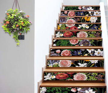 3D Colorful Flowers Grass 103217 Uta Naumann Stair Risers