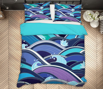 3D Blue Waves 67064 Bed Pillowcases Quilt