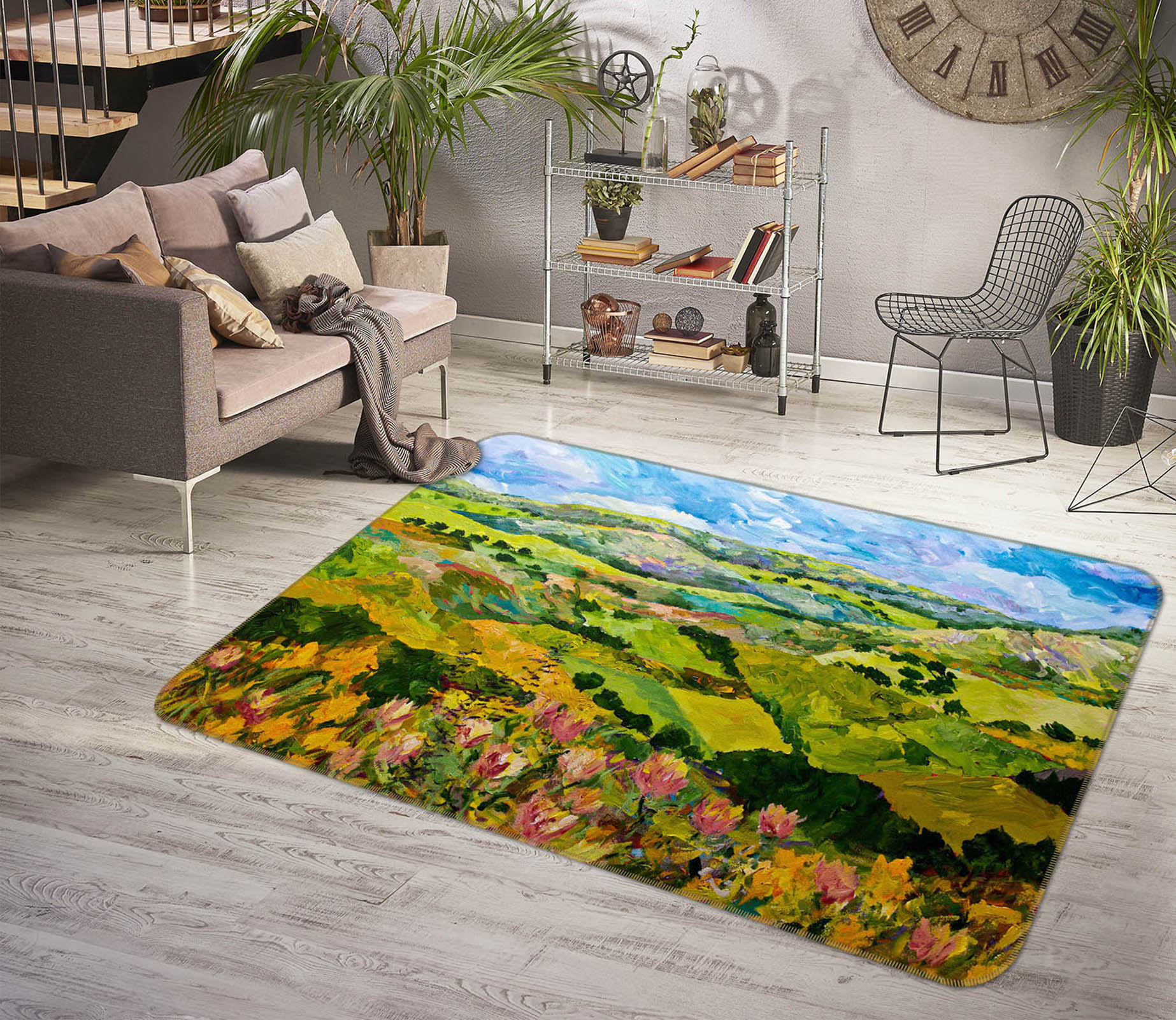 3D Green Field 1004 Allan P. Friedlander Rug Non Slip Rug Mat