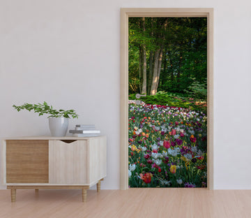 3D Color Flower Lawn Trees 12032 Marco Carmassi Door Mural