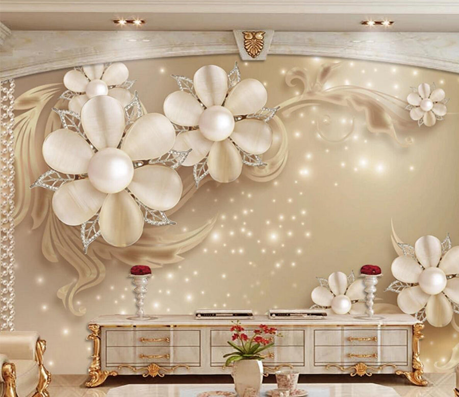 3D Pearl Flower WC473 Wall Murals