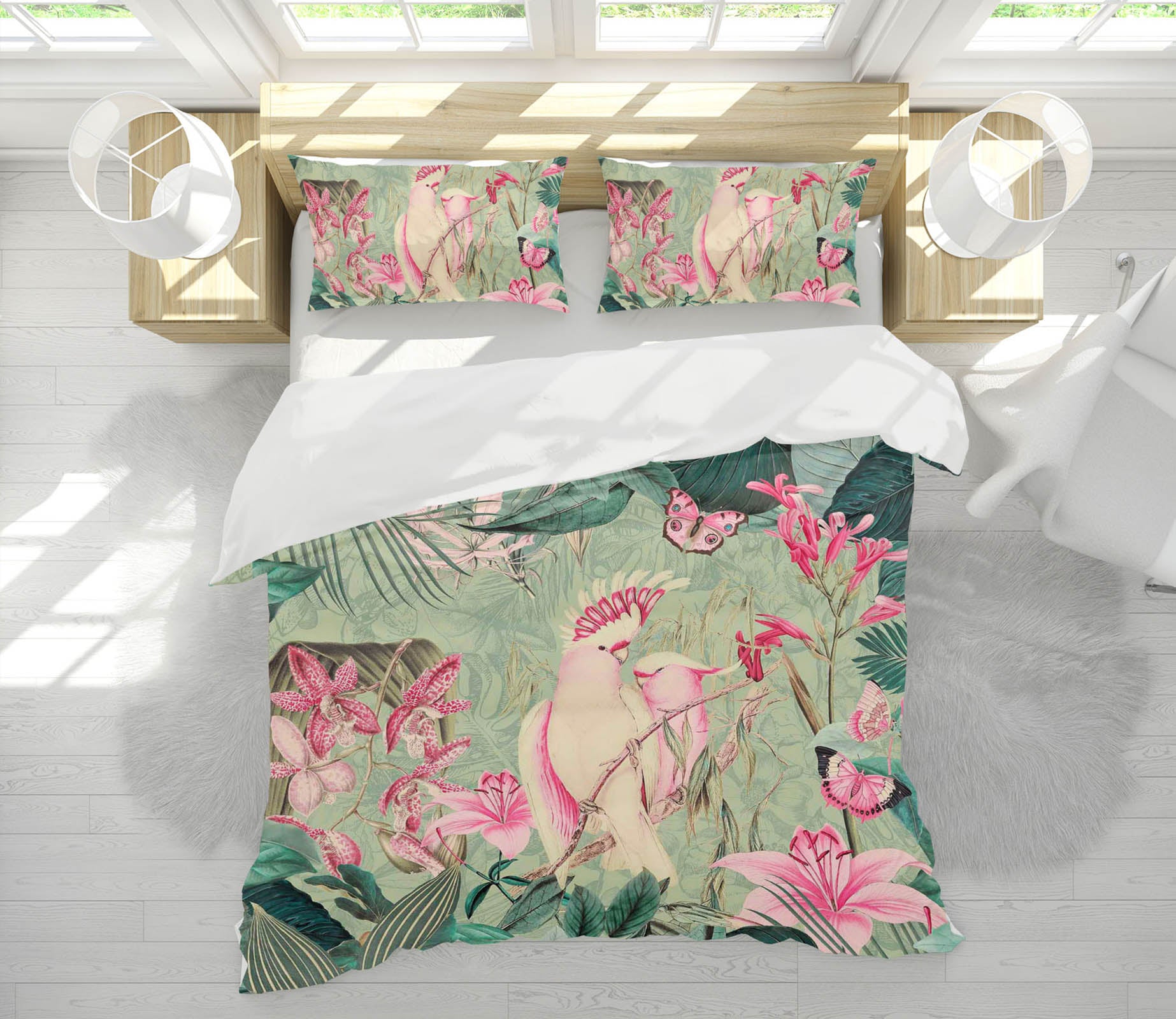 3D Cockatoos And Butterflies 2110 Andrea haase Bedding Bed Pillowcases Quilt