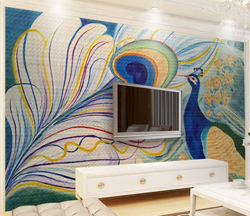 3D Painted Peacock WG146 Wall Murals