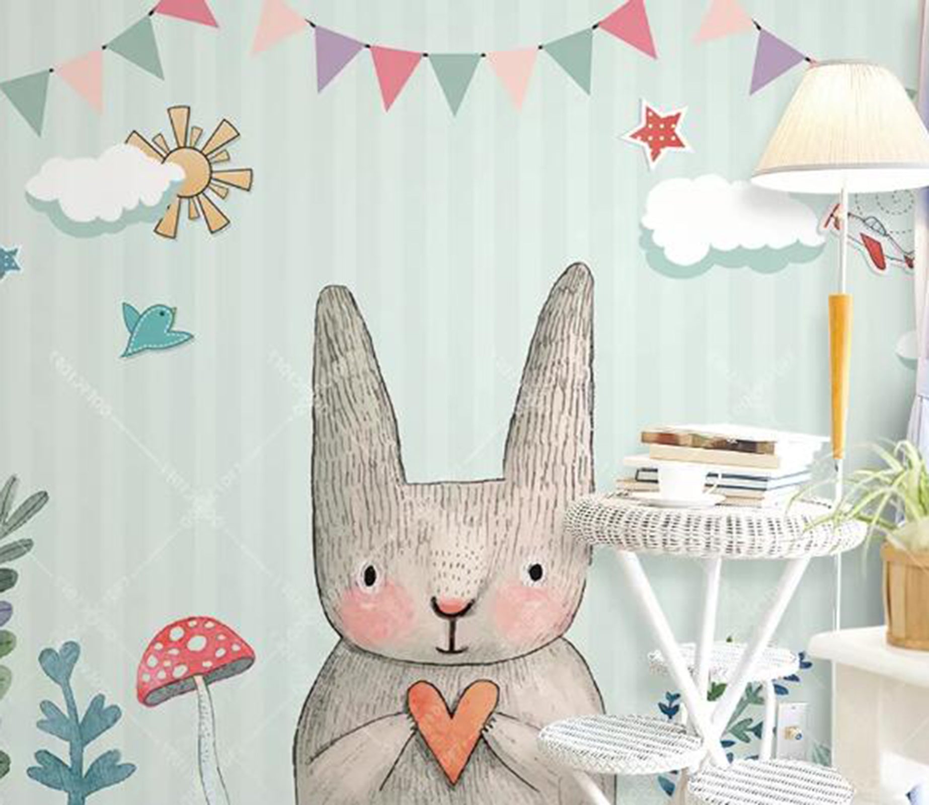 3D Gray Rabbit WC75 Wall Murals Wallpaper AJ Wallpaper 2 