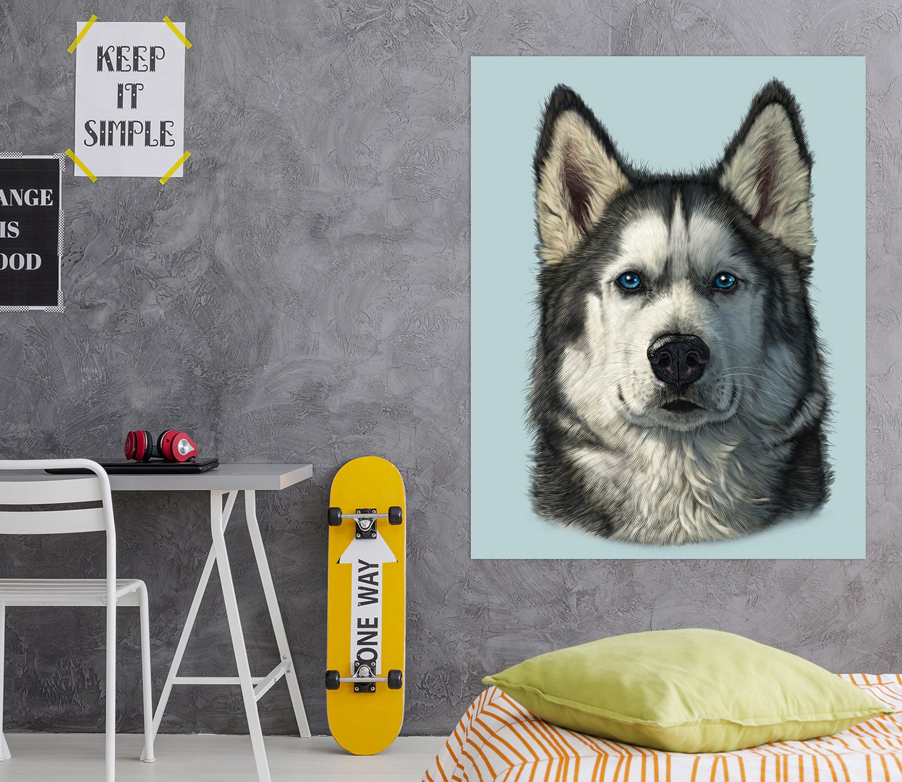 3D Husky Portrait 044 Vincent Hie Wall Sticker