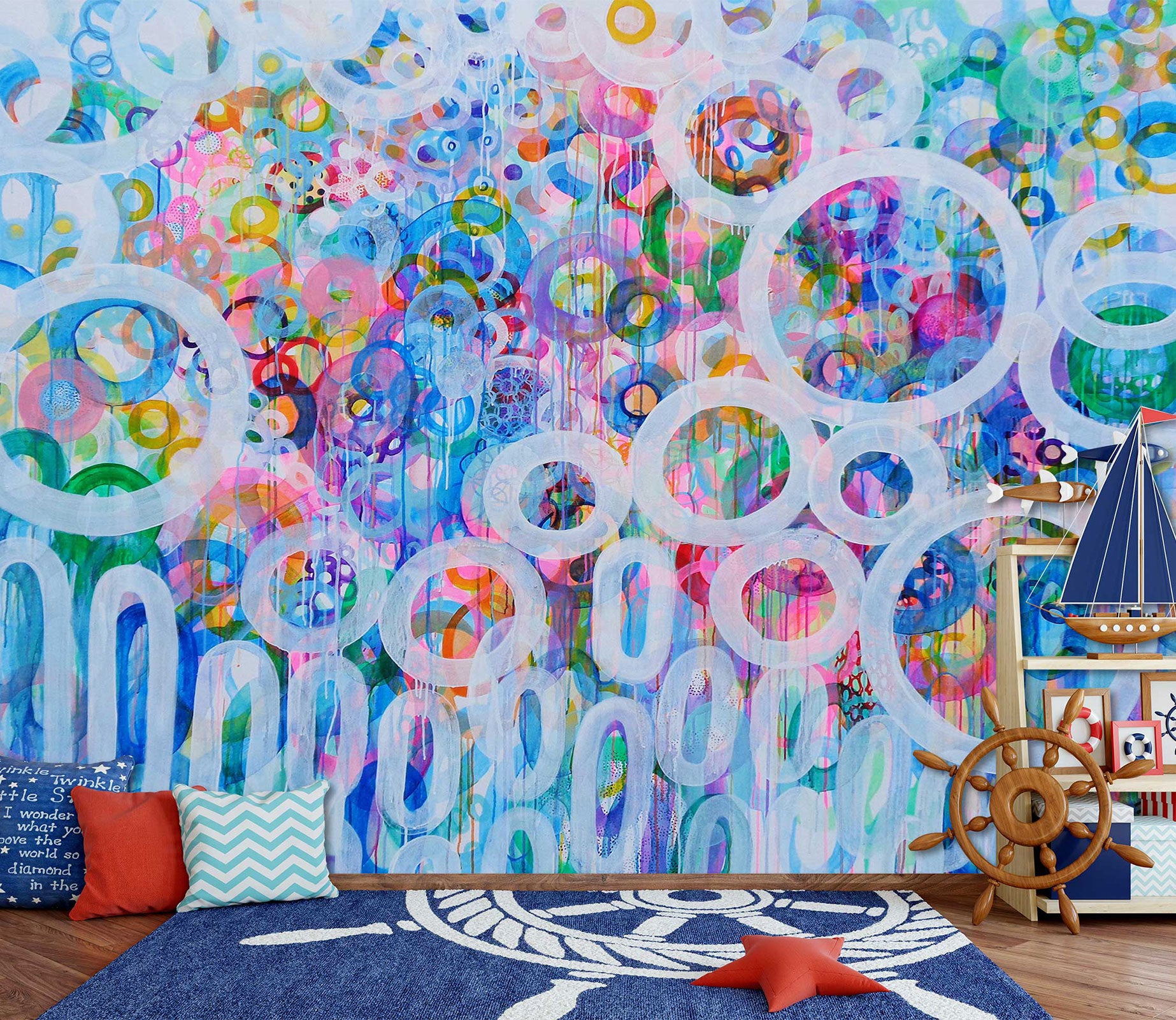 3D Colorful Circle Pattern 12117 Misako Chida Wall Mural Wall Murals