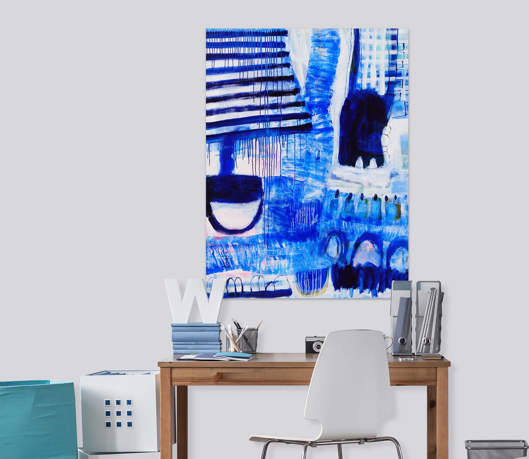 3D Blue Watercolor 1681 Misako Chida Wall Sticker