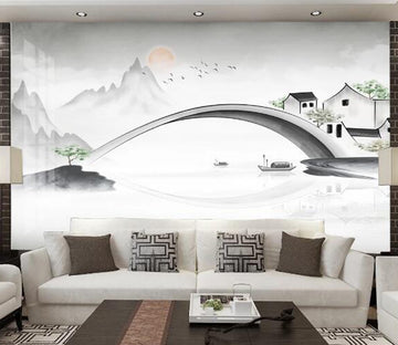 3D House Bridge River WC2004 Wall Murals