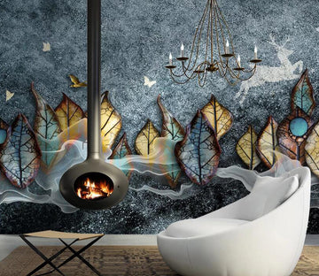 3D Leaf Texture WC2358 Wall Murals