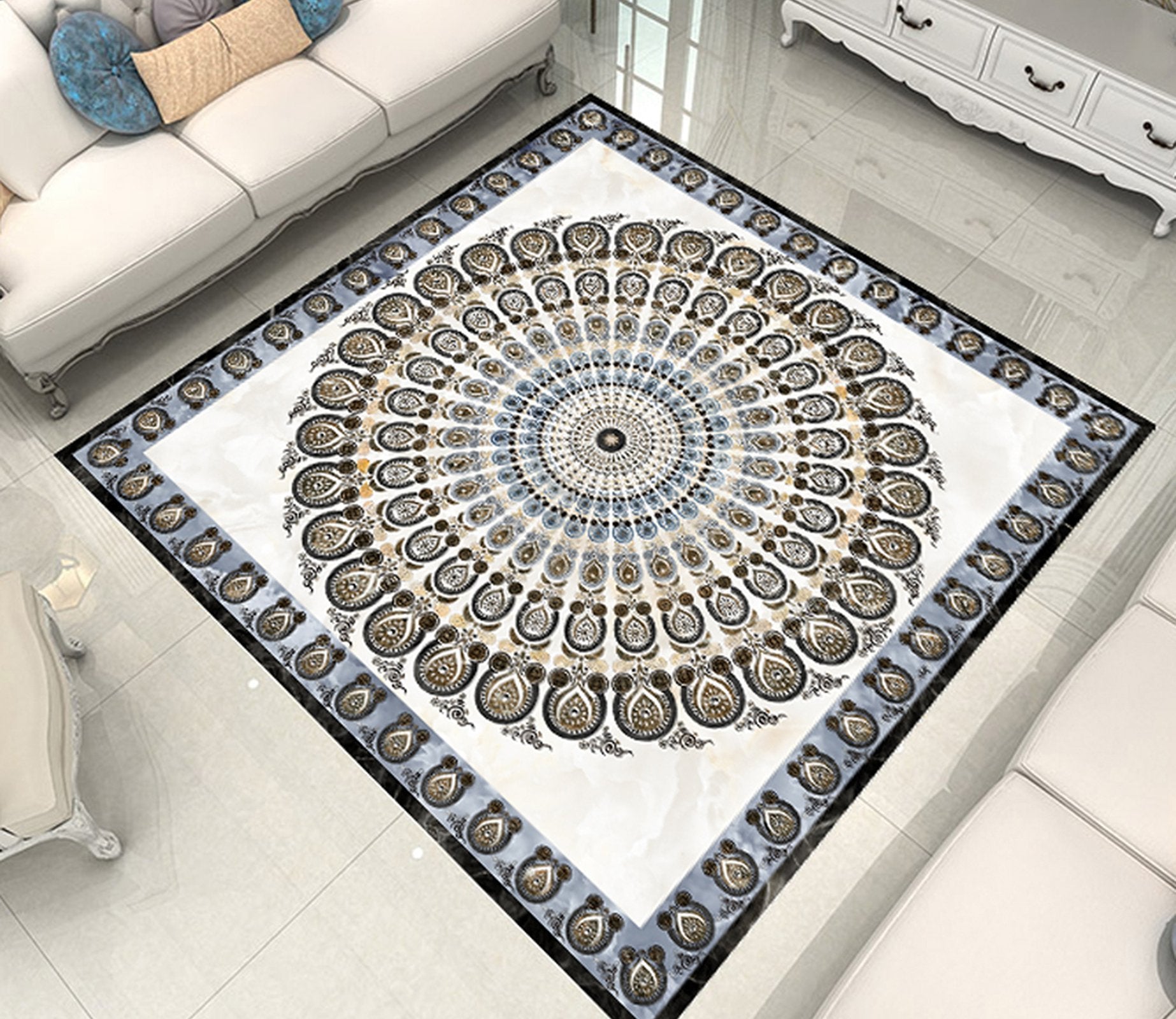 3D Circular Repeating Pattern WG736 Floor Mural Wallpaper AJ Wallpaper 2 