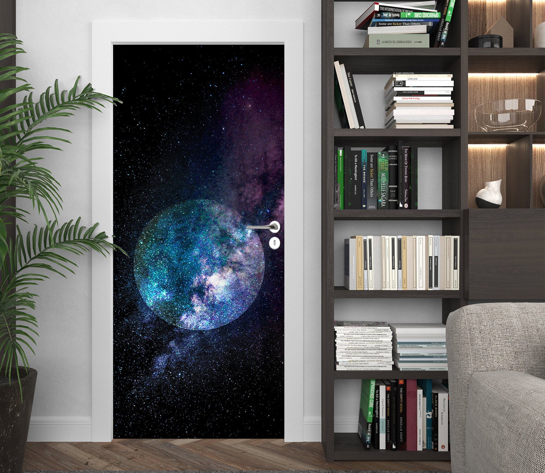 3D Starry Sky Moon 102105 Andrea Haase Door Mural