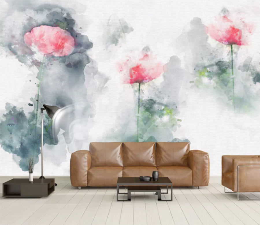 3D Painting Misty Flowers WC907 Wall Murals