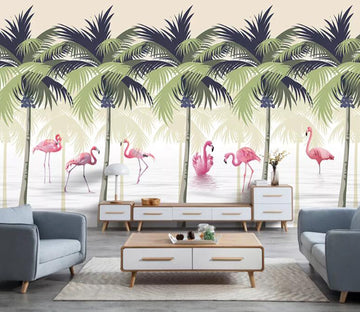 3D Flamingo Forest WC52 Wall Murals Wallpaper AJ Wallpaper 2 