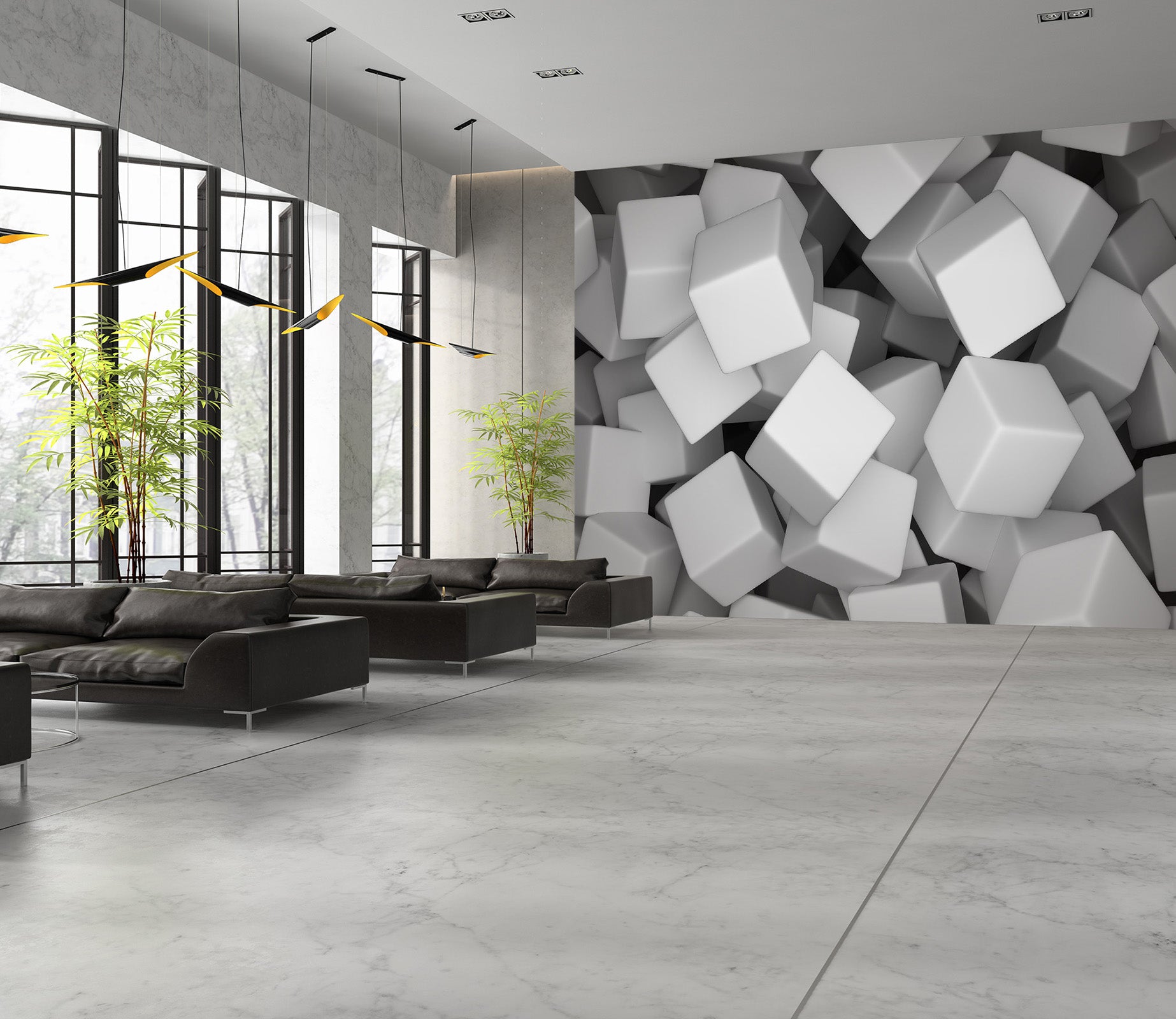 3D White Block 006 Wall Murals