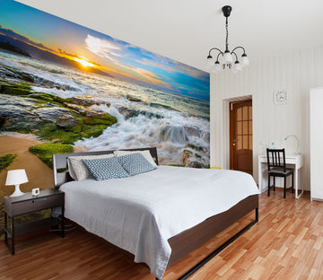 3D Sunset Glow Sea 204 Wall Murals