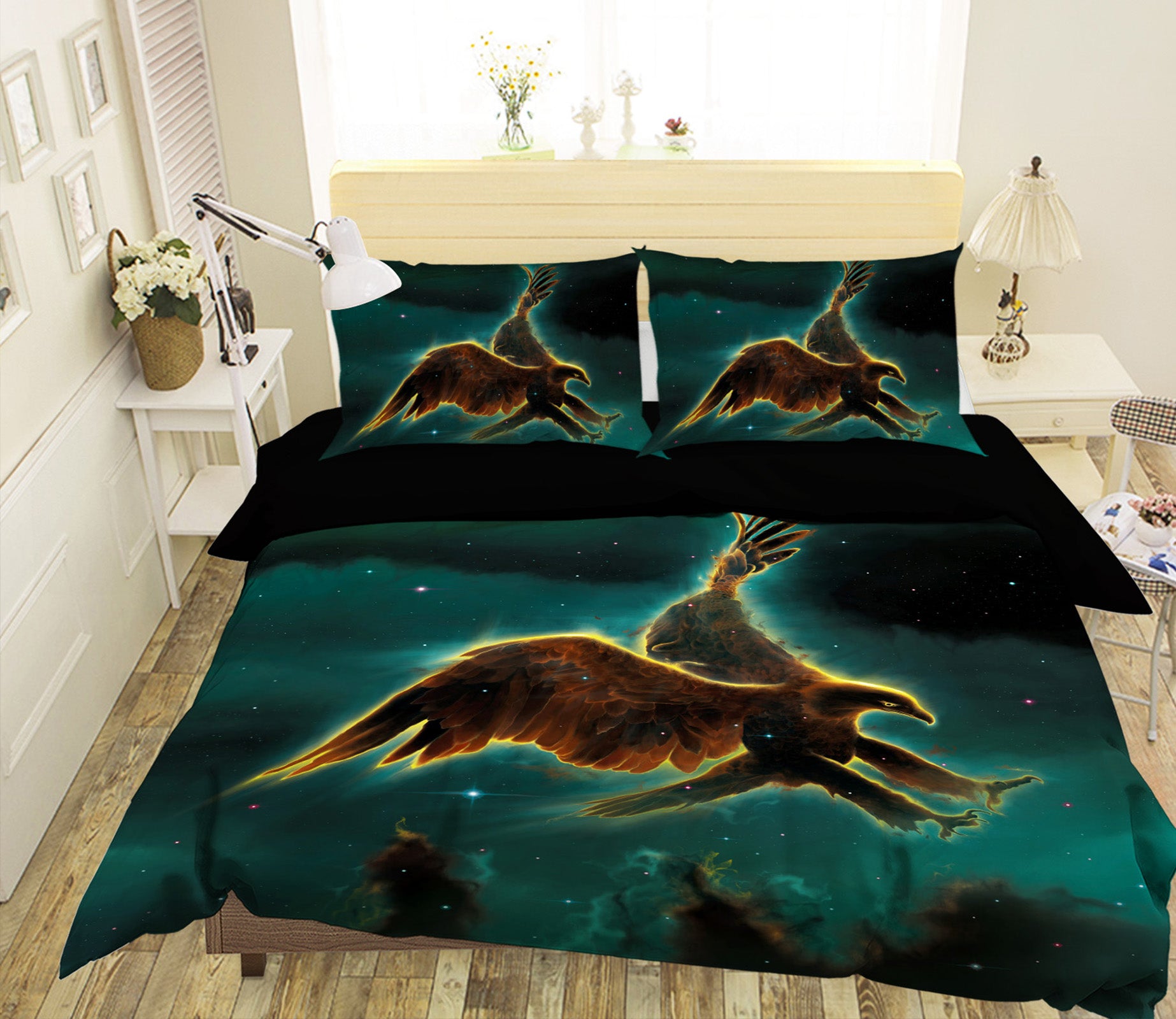 3D Eagle Galaxy 043 Bed Pillowcases Quilt Exclusive Designer Vincent