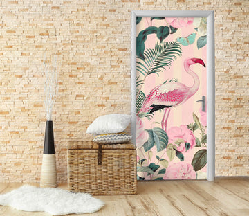 3D Pink Flowers Flamingo 118119 Andrea Haase Door Mural