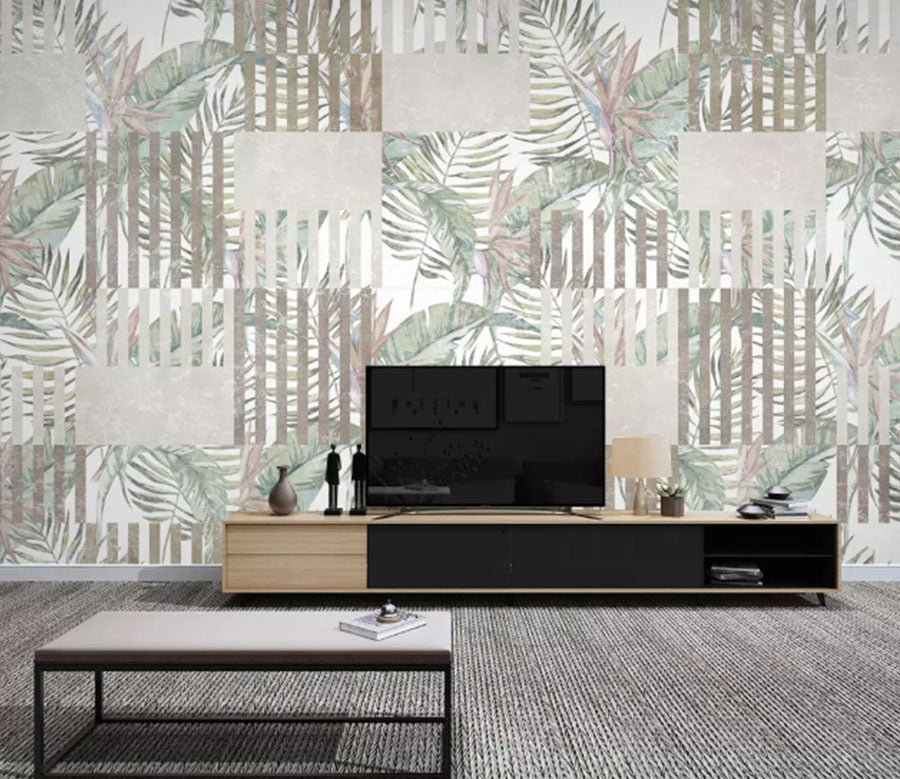 3D Grey Leaves 2150 Wall Murals