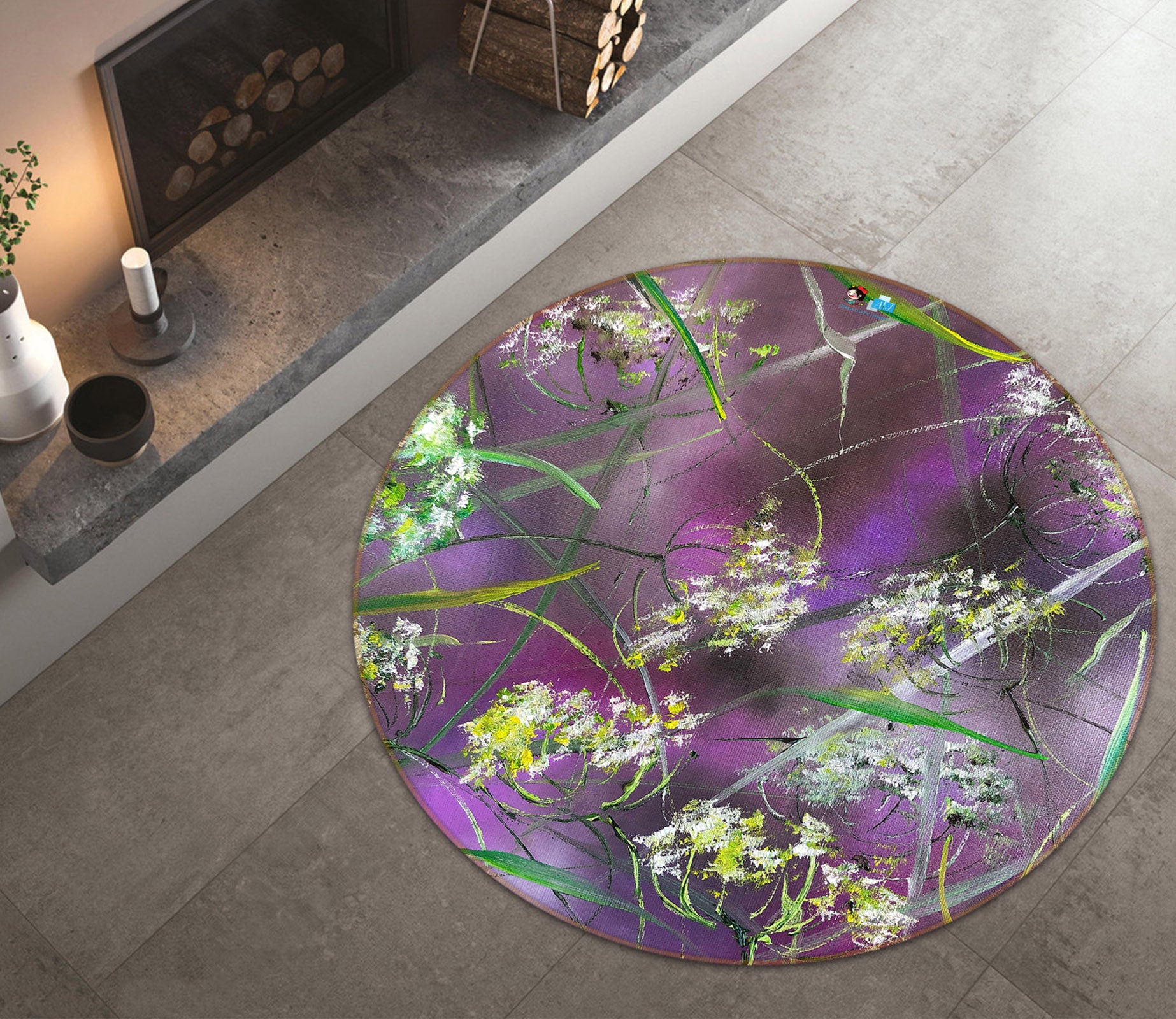 3D Painted Wildflowers 839 Skromova Marina Rug Round Non Slip Rug Mat