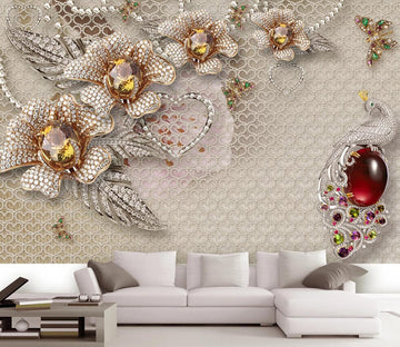 3D Diamond Peacock WC253 Wall Murals