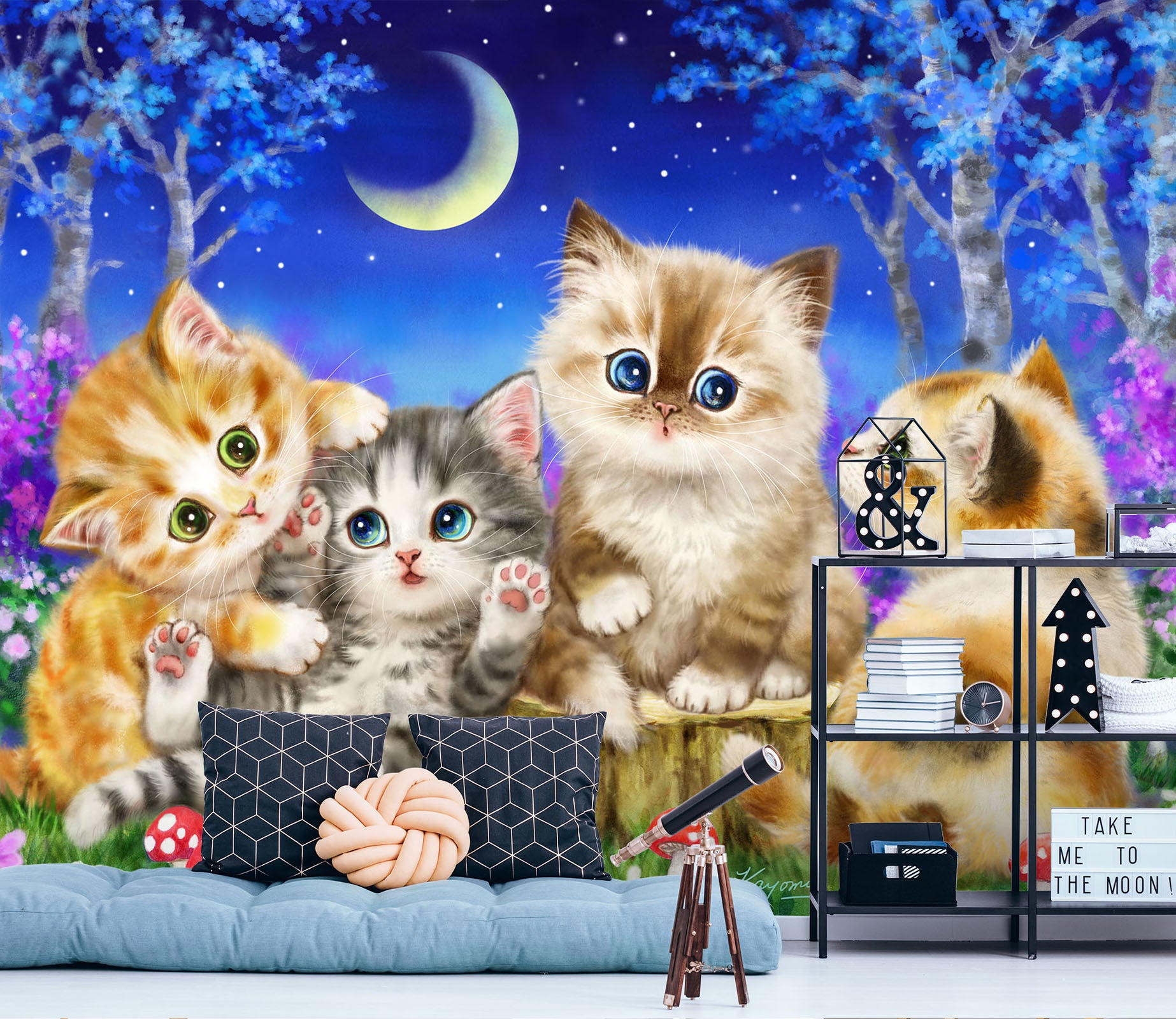 3D Cartoon Cat 5530 Kayomi Harai Wall Mural Wall Murals