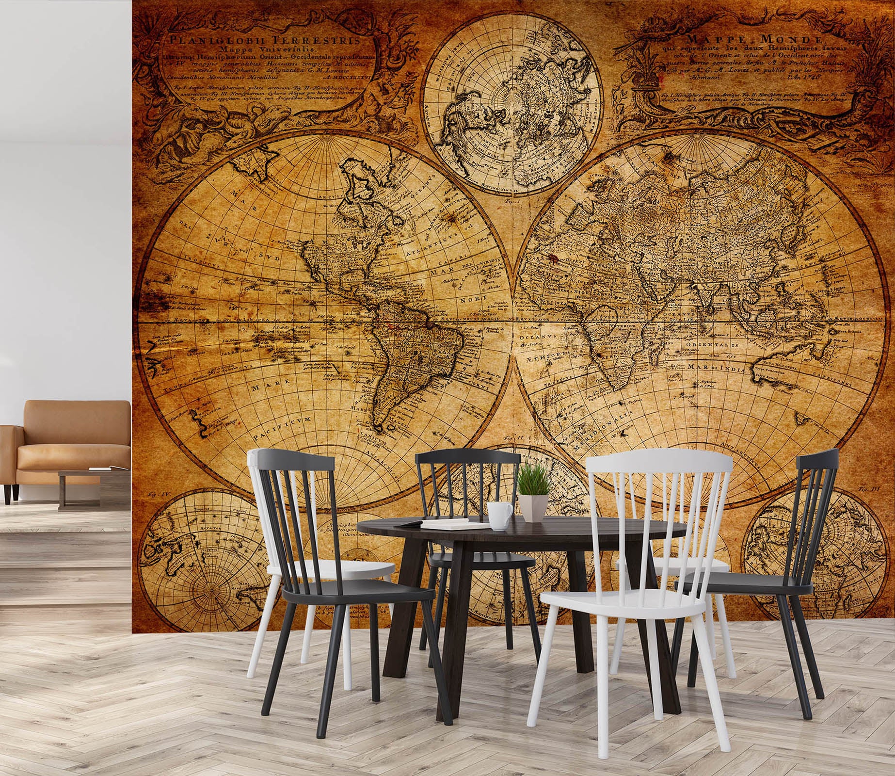 3D Circular Lines 2035 World Map Wall Murals