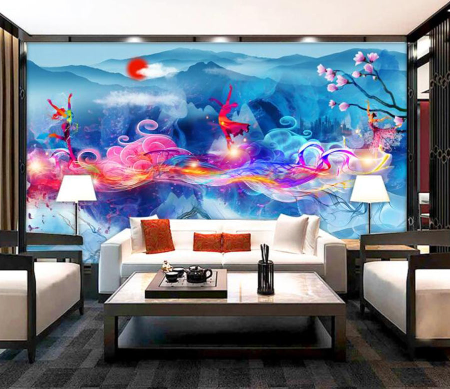 3D Boat Flower Dance WC2610 Wall Murals