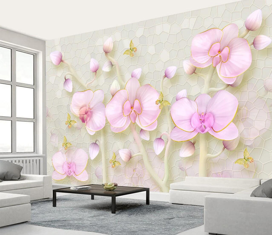 3D Butterfly Flower WC522 Wall Murals