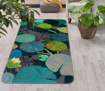 3D Lotus Leaf 1009 Allan P. Friedlander Rug Non Slip Rug Mat