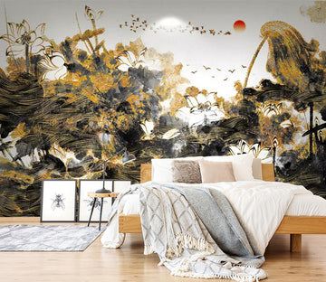 3D Lotus Pattern WC572 Wall Murals