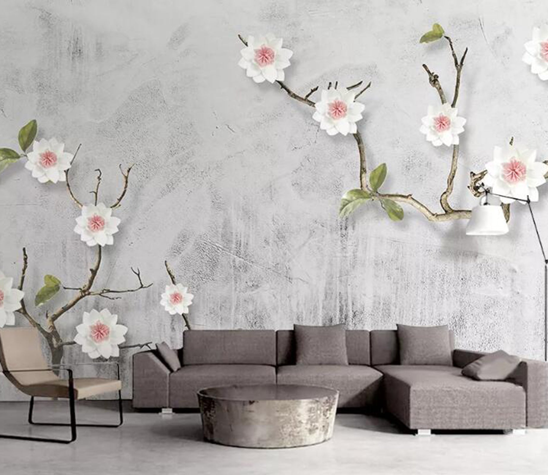 3D White Flowers WG04 Wall Murals Wallpaper AJ Wallpaper 2 