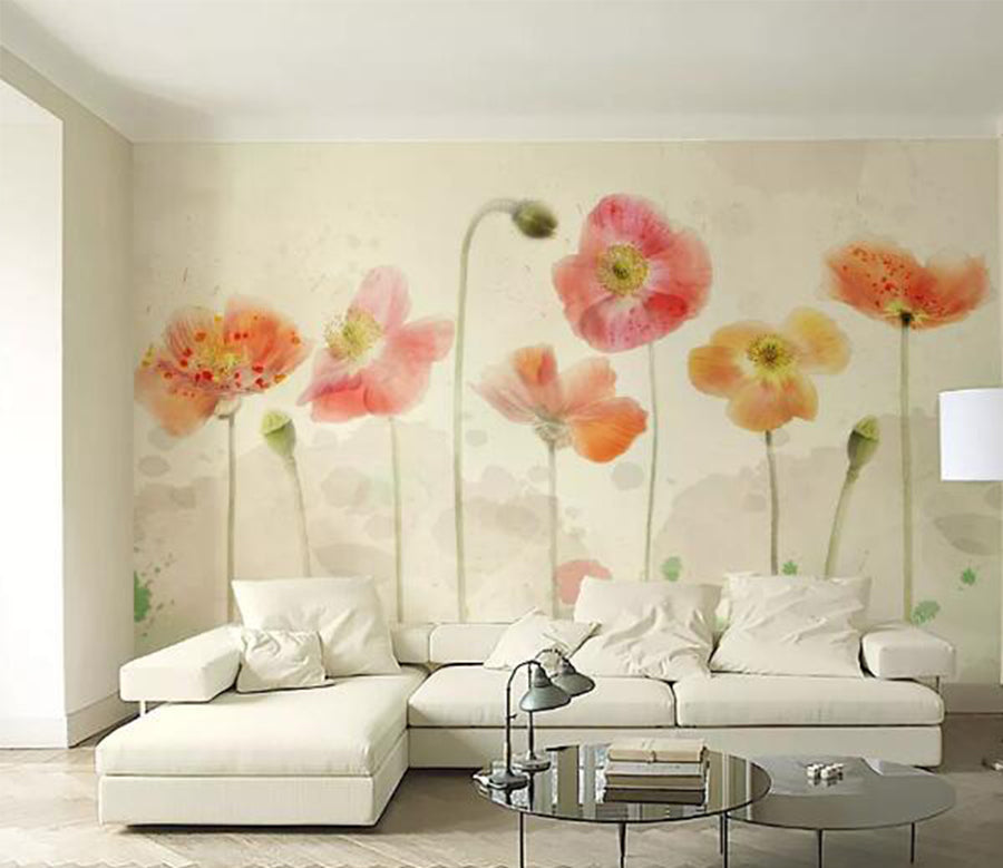 3D Red Cute Flower WC192 Wall Murals