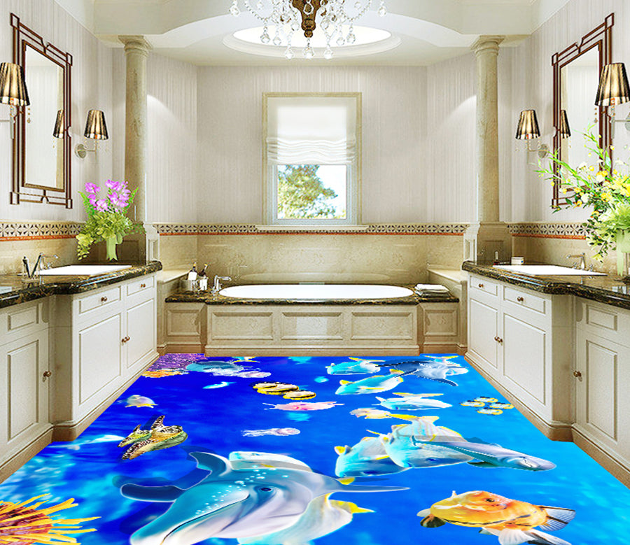 3D Sea Fish 530 Floor Mural  Wallpaper Murals Rug & Mat Print Epoxy waterproof bath floor