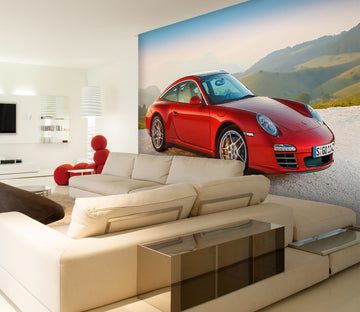 3D Red Car 9160 Alius Herb Wall Mural Wall Murals