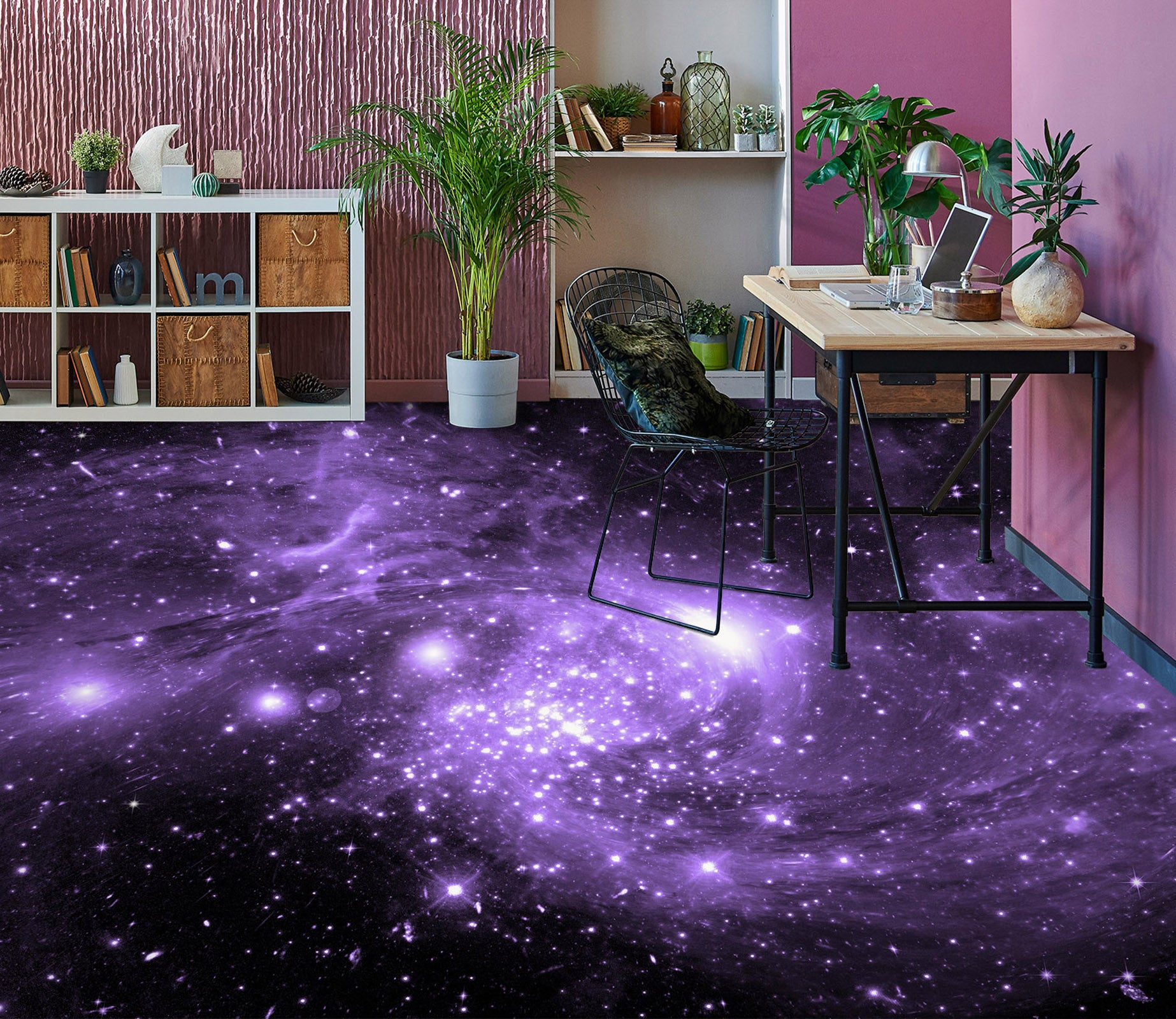 3D Dazzling Purple Universe 077 Floor Mural  Wallpaper Murals Rug & Mat Print Epoxy waterproof bath floor