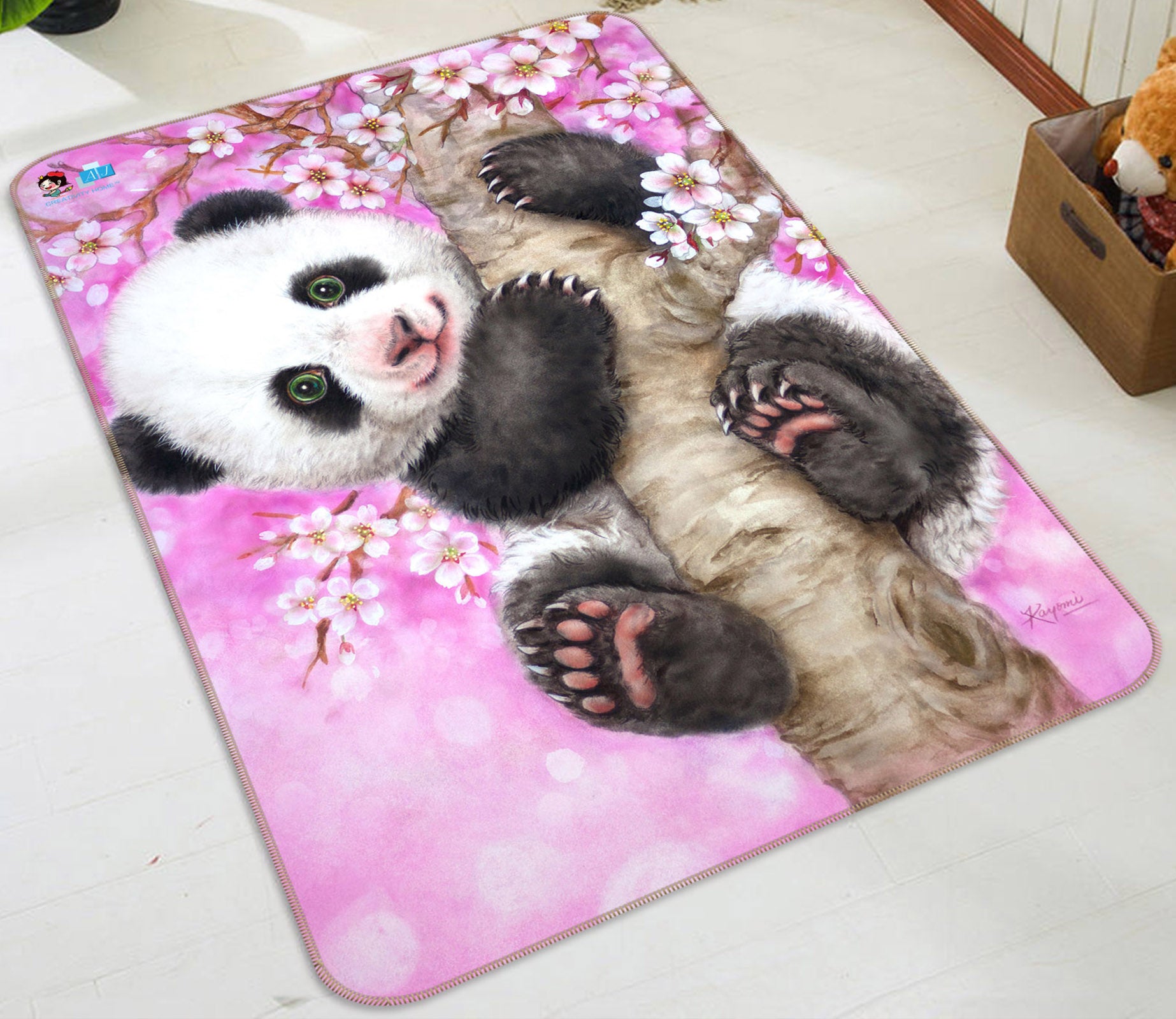 3D Peach Tree Panda 5755 Kayomi Harai Rug Non Slip Rug Mat