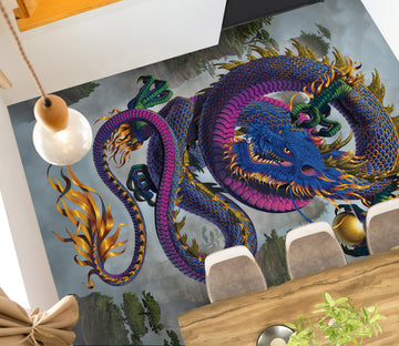 3D Purple Blue Dragon 98181 Vincent Floor Mural  Wallpaper Murals Self-Adhesive Removable Print Epoxy