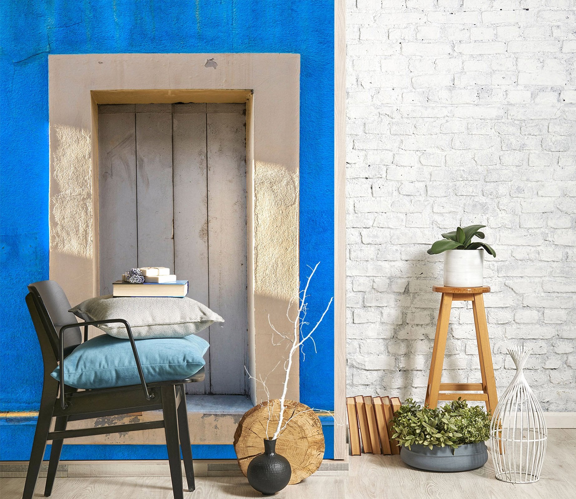 3D Blue Door 1399 Marco Carmassi Wall Mural Wall Murals Wallpaper AJ Wallpaper 