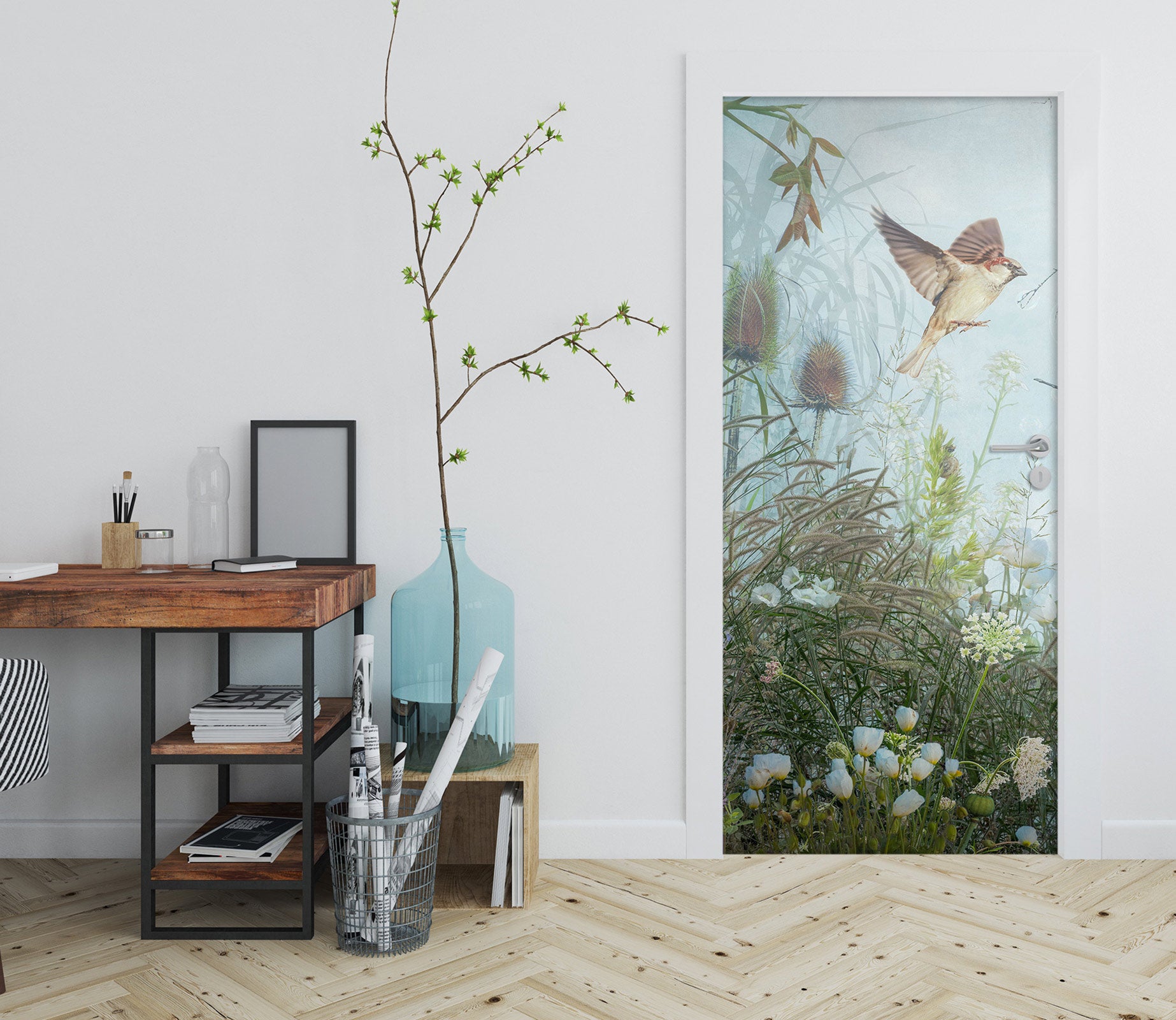 3D Grass Bird 107183 Beth Sheridan Door Mural